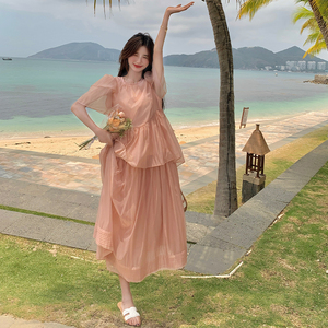 时尚气质甜美宽松蛋糕裙女夏季2025新款高级感时尚百搭流行连衣裙图片