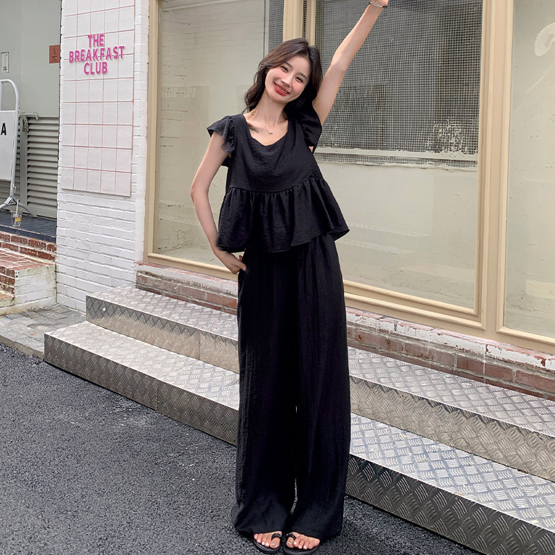 现货黑色小飞袖两件套779-P135-K188,女装套装/套裙,2C007