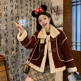 现货2025冬季新款麂皮绒皮毛一体821-P185-K278，女装棉衣/棉服，2C007