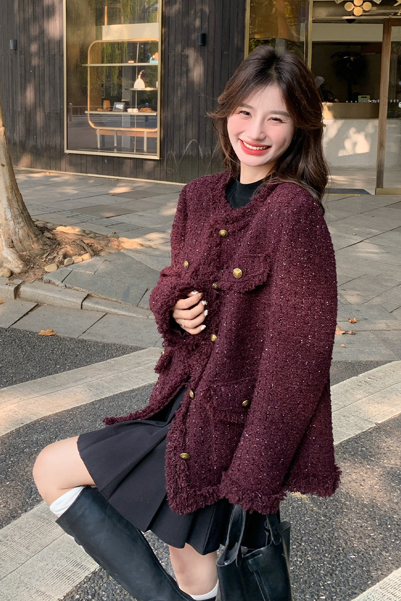 现货2025冬季新款小香风夹棉外套823-P175-K258,女装短外套,2C007