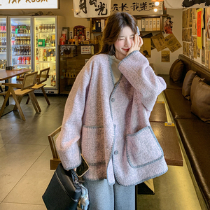 法式温柔风小香风毛呢厚外套女2025冬季新款高级感超好看呢子大衣图片