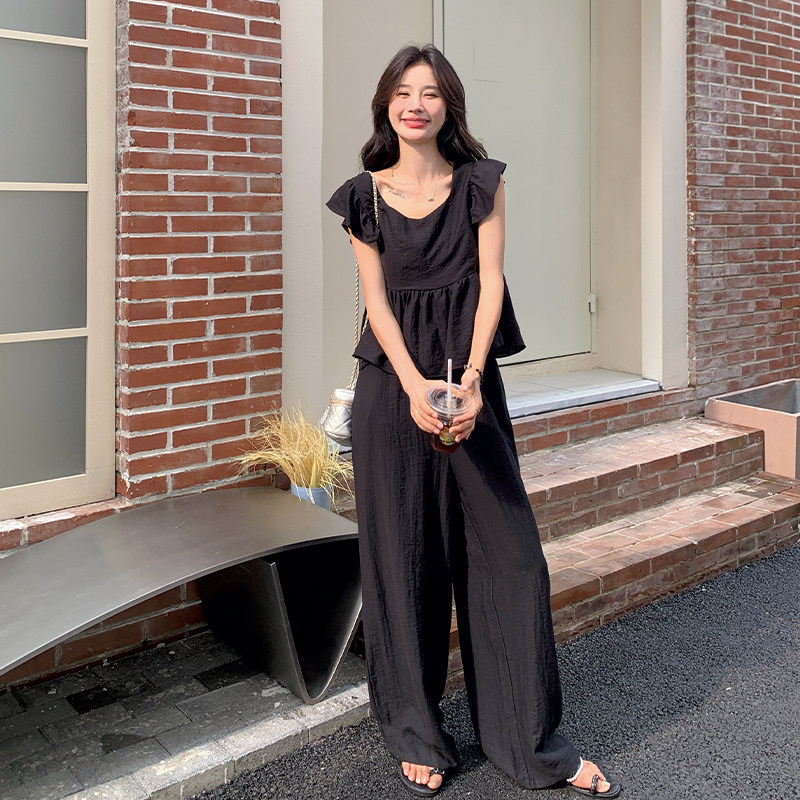 现货黑色小飞袖两件套779-P135-K188,女装套装/套裙,2C007