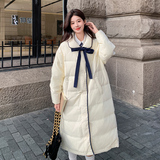 韩系中戏甜美减龄白鸭绒羽绒服女冬新款小个子长过膝加厚宽松外套，女装羽绒服，2C007