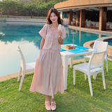 现货2025夏季新款粉色两件套0050-P150-K218，女装套装/套裙，2C007