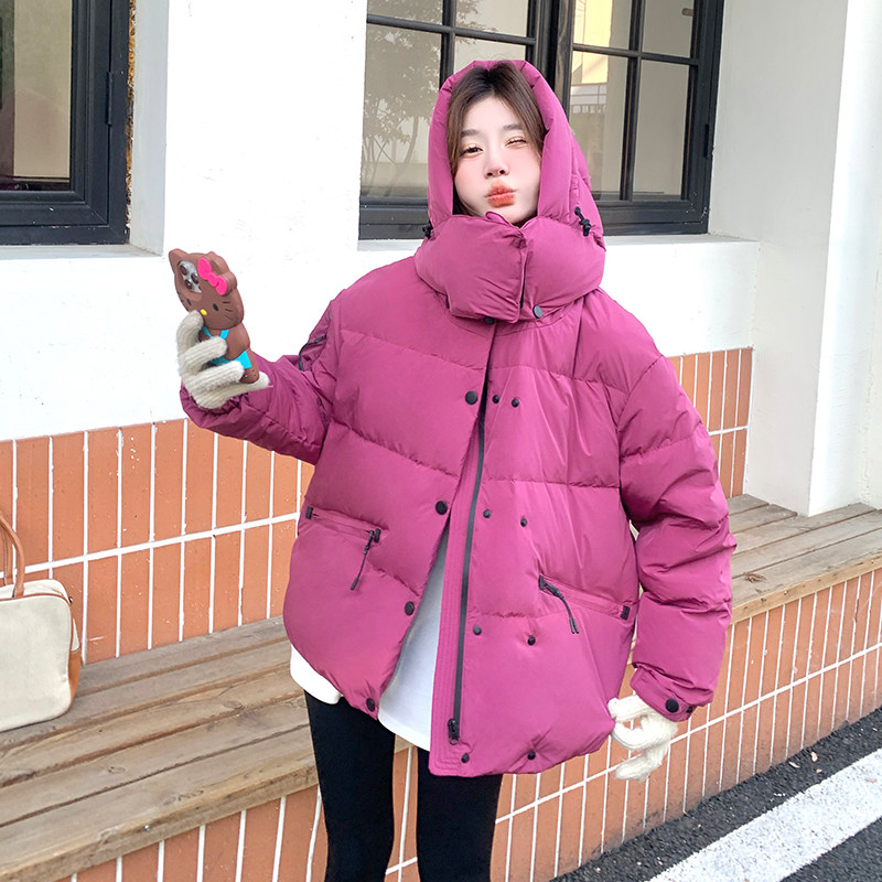 玫粉色甜美减龄白鸭绒羽绒服短外套女冬新款小个子休闲加厚面包服,女装羽绒服,2C007