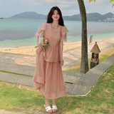 时尚气质甜美宽松蛋糕裙女夏季2025新款高级感时尚百搭流行连衣裙，女装连衣裙，2C007