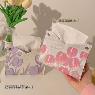 ins风田园高颜值纸巾盒客厅创意桌面纸抽盒家用餐桌轻奢抽纸盒