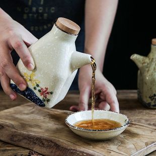 陶瓷油壶家用厨房酱油罐调料瓶复古老抽壶醋壶饭店商用分装 日式 壶