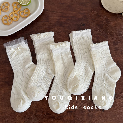 女童夏季薄款网眼白色花边公主袜