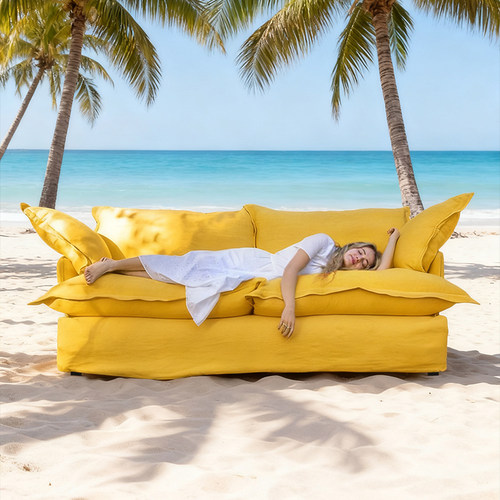 北欧乳胶小户型布艺沙发懒人拆洗