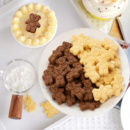 小熊饼干蛋糕装饰烘焙插件可食用