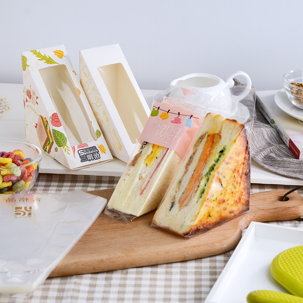 三明治包装袋三角开窗打包盒