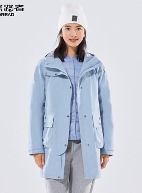 探路者冲锋衣女22秋冬新款户外防风保暖套羽绒登山服TAWWBK92724