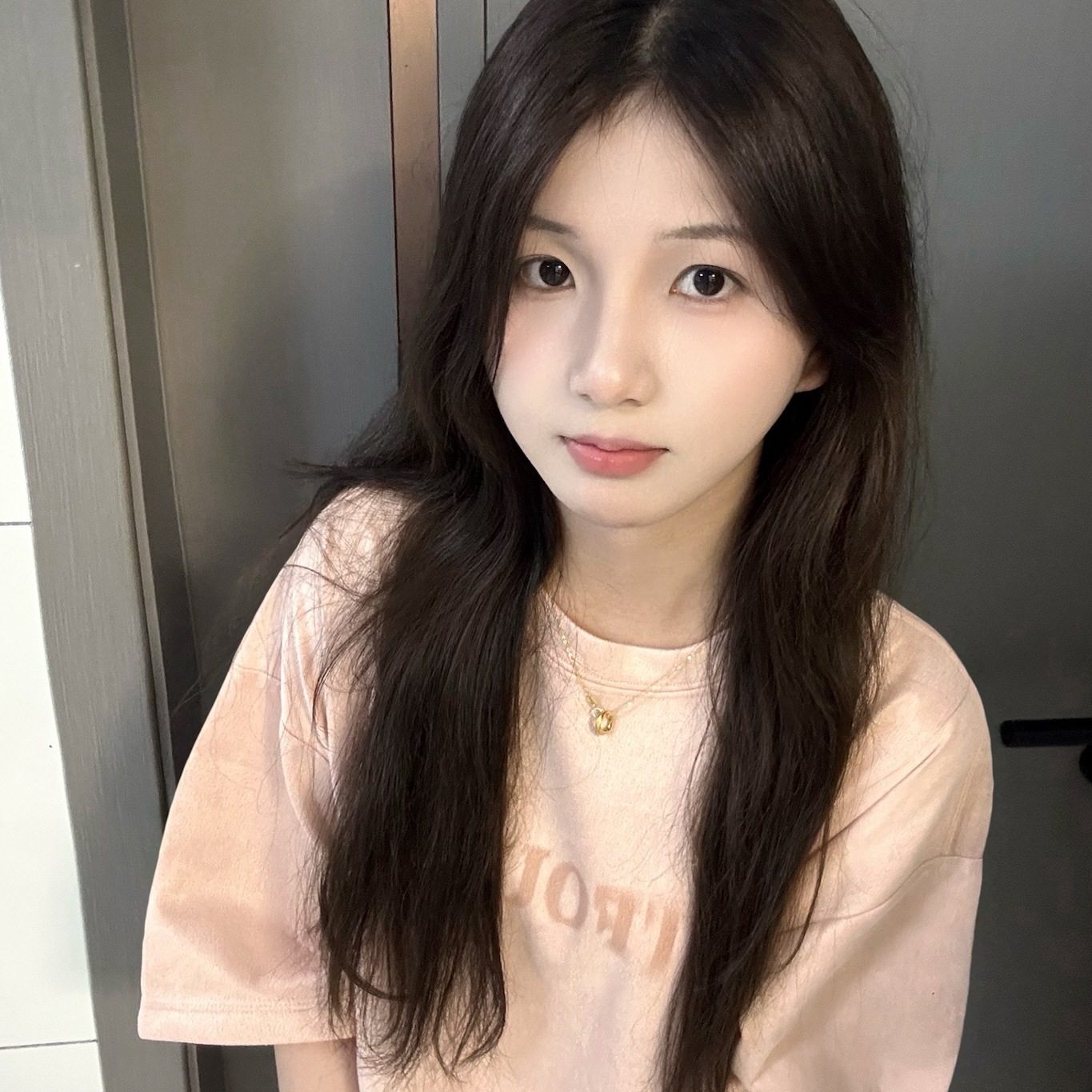 美式复古字母刺绣印花粉色短袖T恤女夏季新款麂皮绒宽松休闲上衣