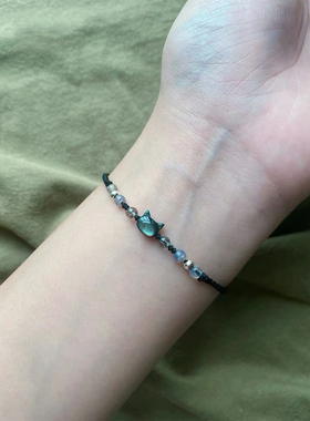 小红书爆款黑猫白猫贝壳手链精致小众编织情侣本命年手绳简约百搭