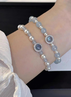 海蓝宝手链女2025新爆款轻奢小众精致高级感串珠闺蜜礼物送女友潮