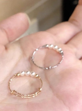 超闪简约珍珠戒指女生小众设计时尚叠戴个性指环2023年新款气质潮