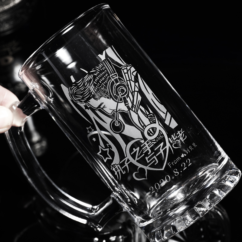 定制刻字父亲节纪念礼物啤酒杯