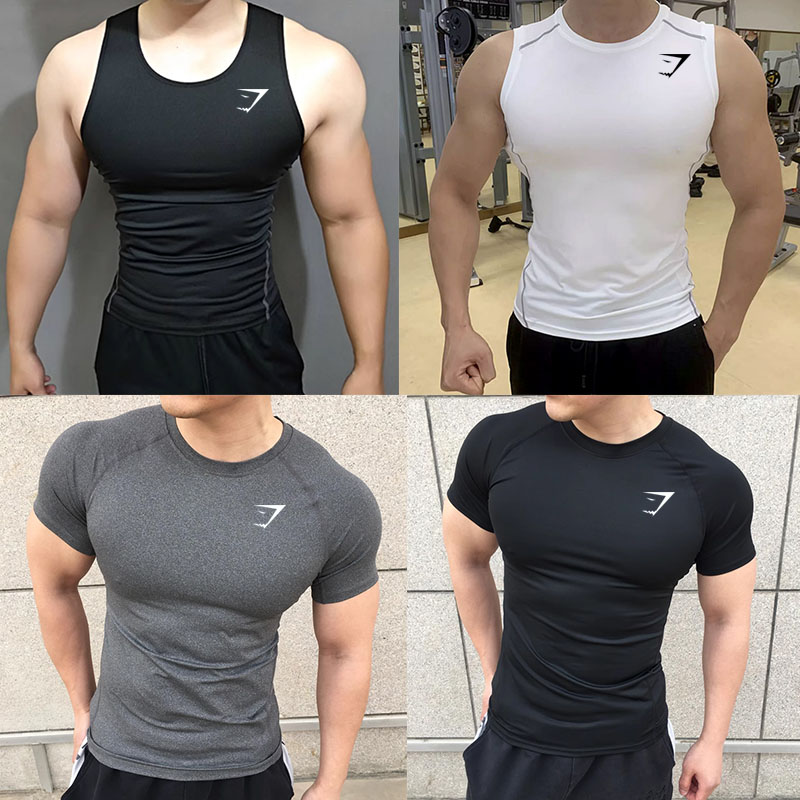 鲨鱼运动健身服男短袖速干衣