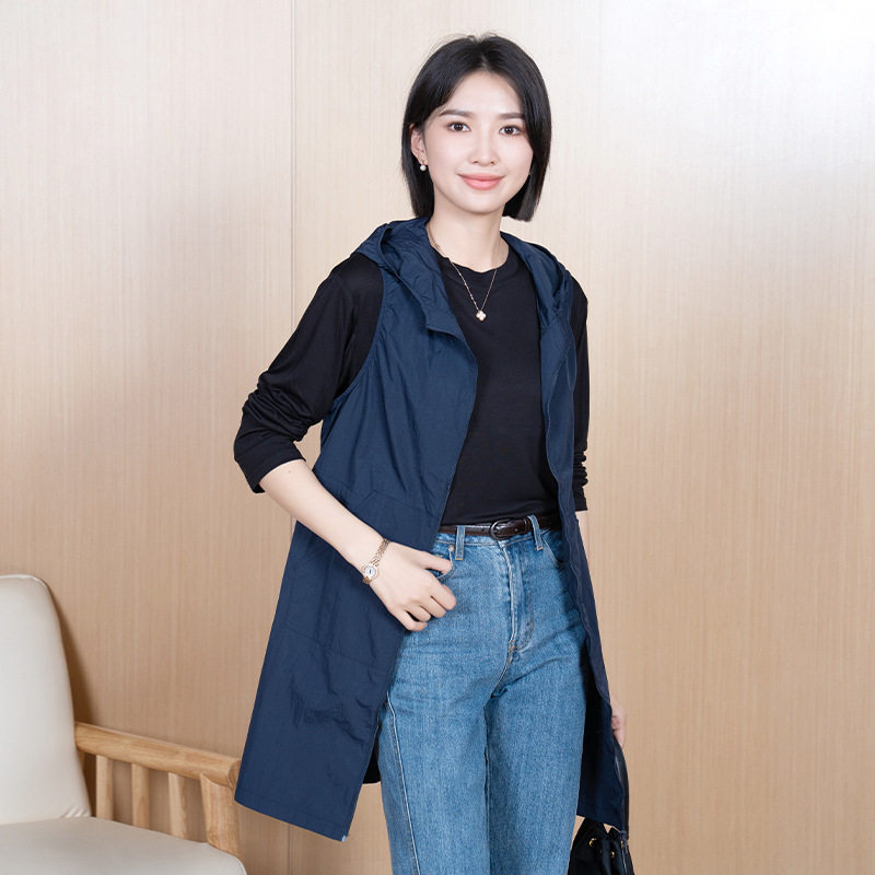 连帽拉链无袖女马甲气质显瘦马夹