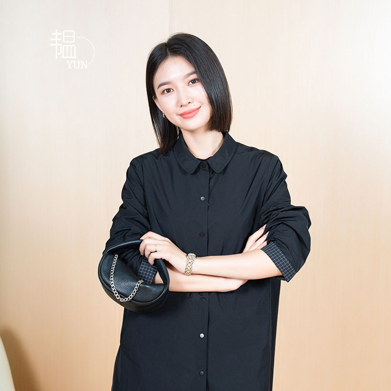 韫常规翻领中长韩系双面穿女风衣