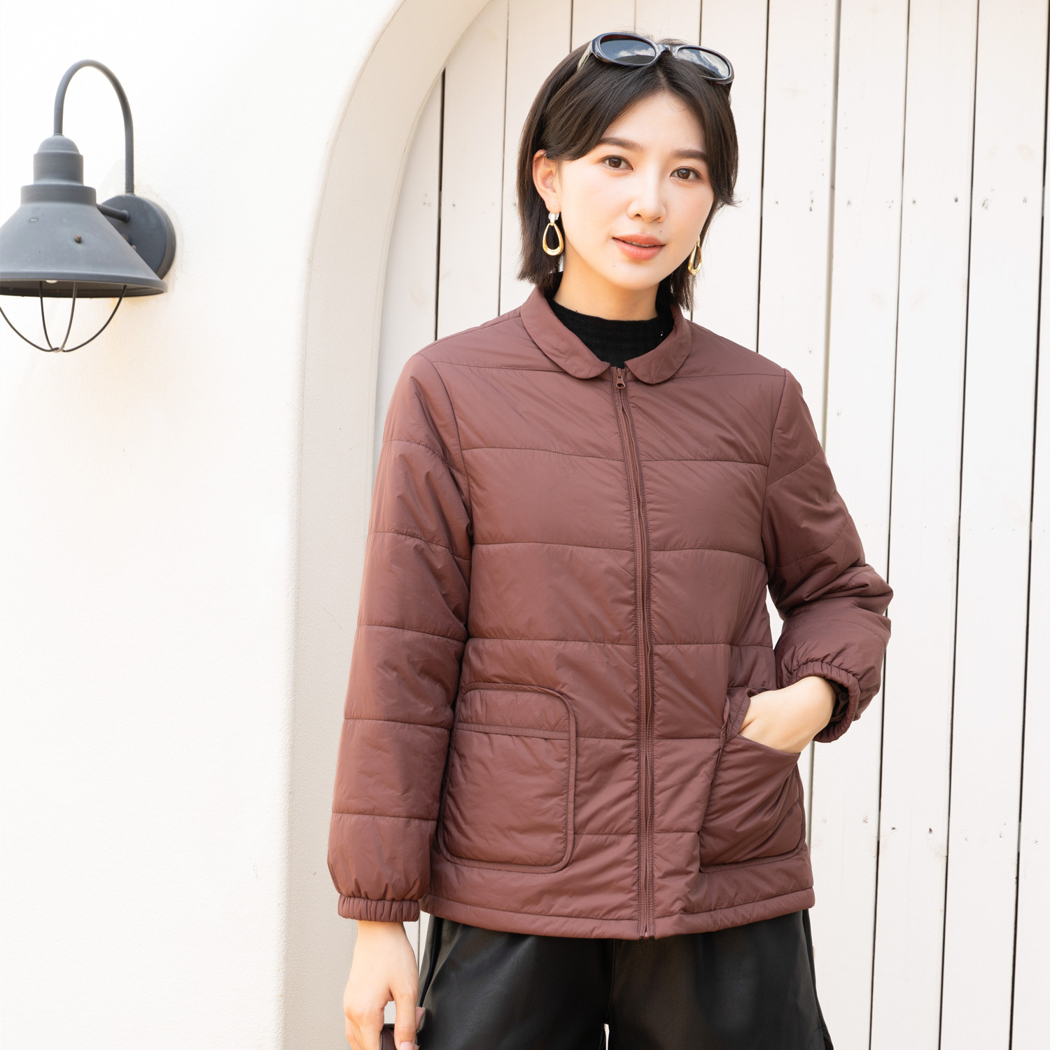 冬季新品女装翻领长袖百搭短棉衣