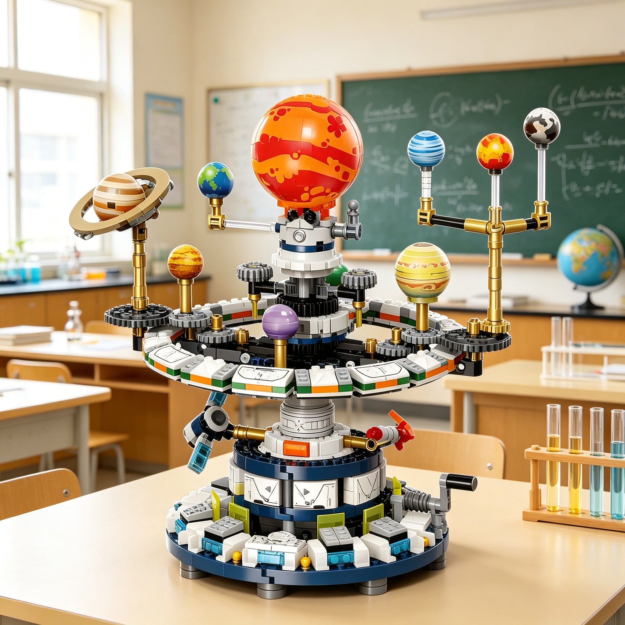 乐2026高太阳系八大行星模型积木益智拼装8拼图6到12岁男孩10玩具