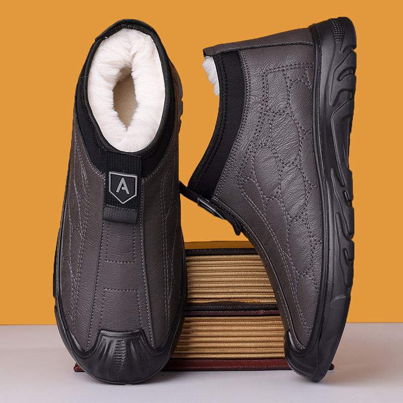 老北男鞋冬季羊毛男士棉鞋加绒加厚保暖高帮防滑爸爸棉皮鞋