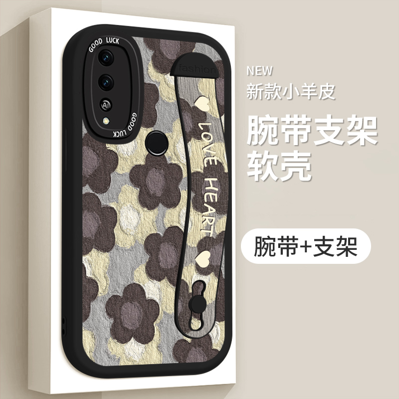 适用华为荣耀play4T手机壳Honor腕带支架AKA-AL10个性AQM-AL10新款小羊皮huawei荣耀play4tpro防摔简约超薄女