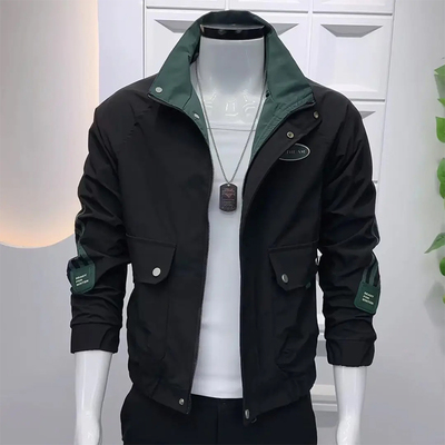 立领春秋修身线条男士夹克帅气
