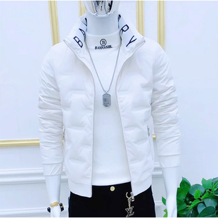 2025冬季外套男士棉服抖音快手同款时尚立领修身纯色保暖棉服外套
