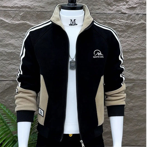 立领冬季修身加绒加厚男士夹克