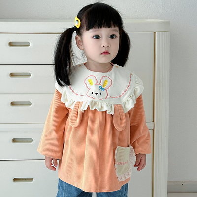 阿喜和悦婴儿吃饭反穿宝宝秋冬季女孩可爱防水防脏儿童公主罩衣