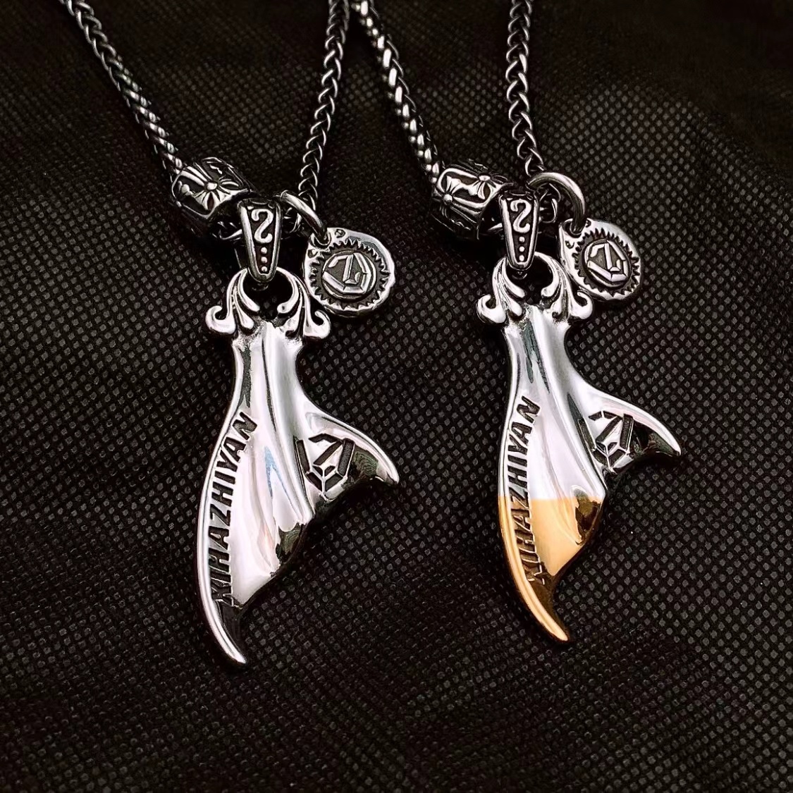 联名鲸鱼尾吊坠小众项链钛钢情侣