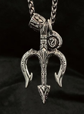 海王三叉戟项链钛钢男