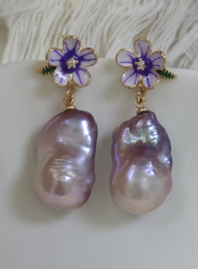 13x22mm巴洛克珍珠耳坠