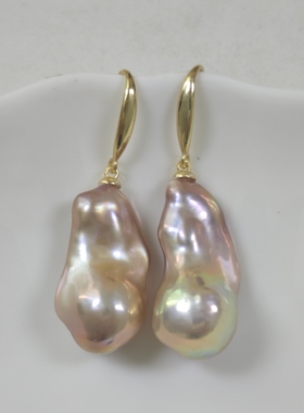 14x26mm巴洛克珍珠耳坠(通体925银耳钩)