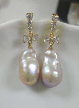 13x22mm巴洛克珍珠耳坠