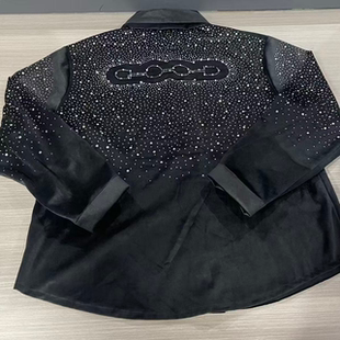 GOOD轻奢满天星水滴烫钻长袖衬衫男闪亮圆点水珠休闲修身衬衣外套