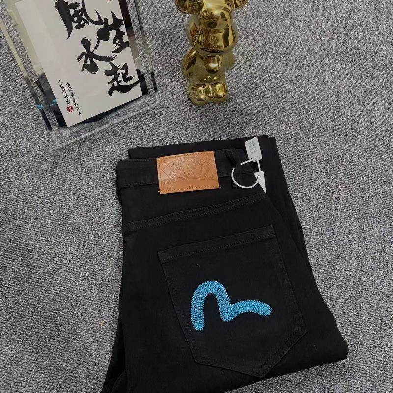 潮牌修身刺绣牛仔裤男春秋季网红爆款水洗黑色休闲帅气小脚长裤男