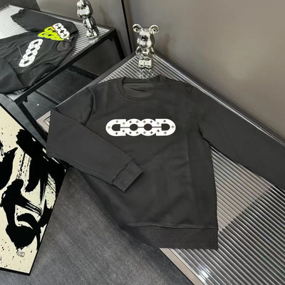 秋冬季潮牌GOOD硅胶印花烫钻镂空格长袖卫衣男女网红宽松休闲上衣