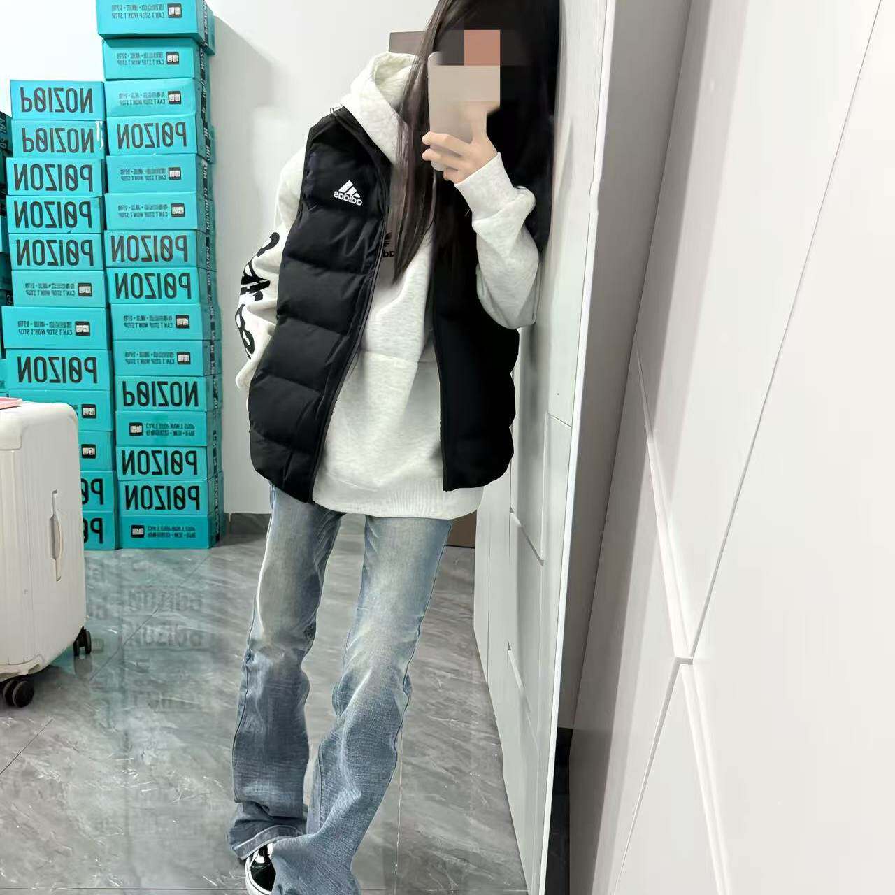 美式高街复古微喇叭牛仔裤男女情侣宽松休闲百搭长裤修身显瘦直通