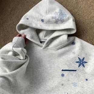 美式加绒加厚刺绣连帽卫衣男女款秋冬季2025新款帽衫薄款宽松上衣