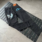 小脚裤 2025爆款 潮男时尚 帅气轻奢修身 网红同款 福家老鹰刺绣牛仔裤