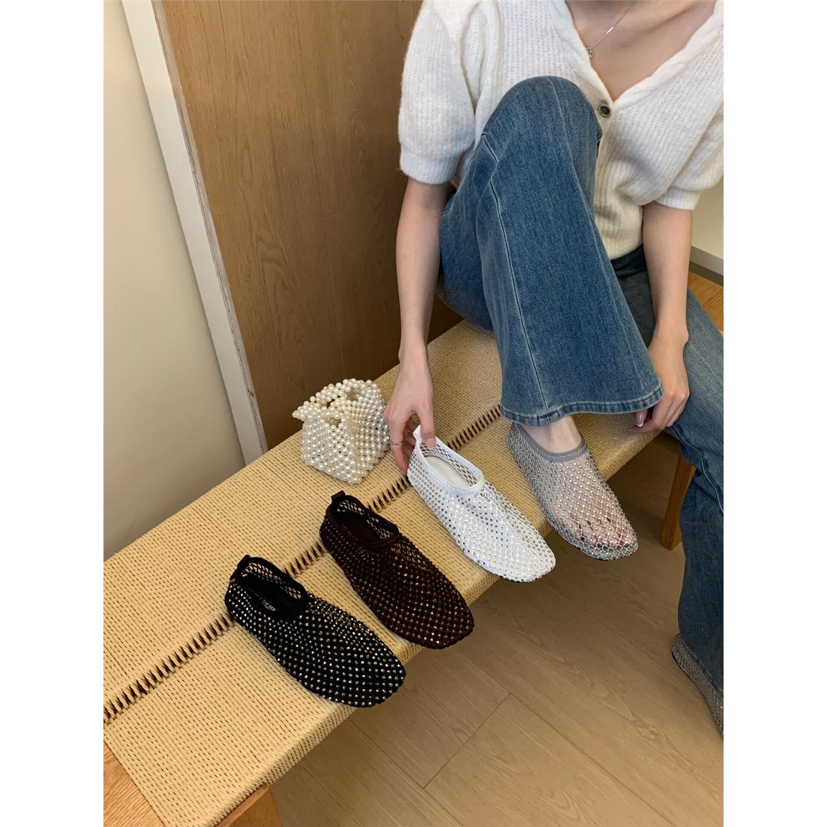 MIJILISHOE水钻网纱镂空
