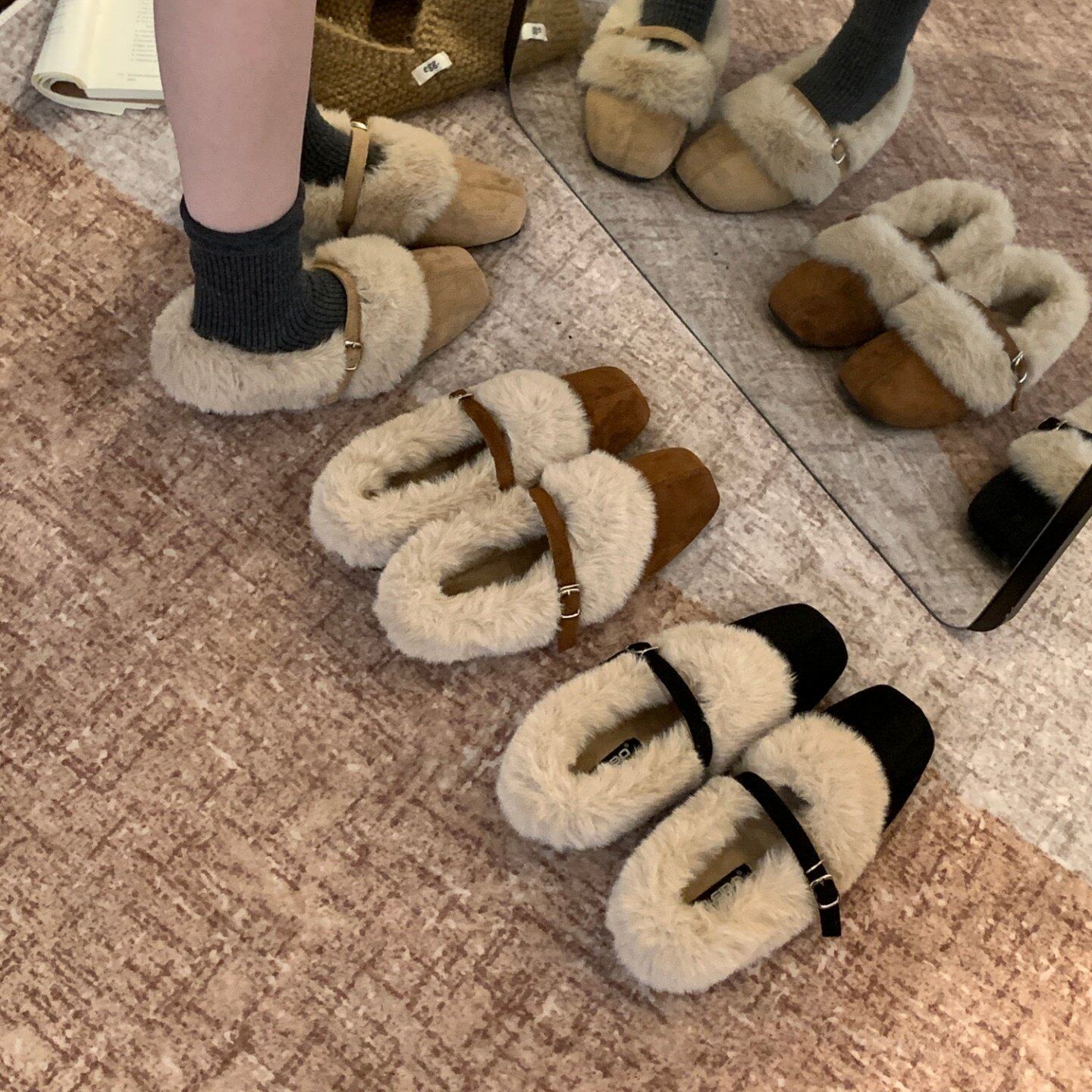 Okleibo毛毛鞋女冬季加