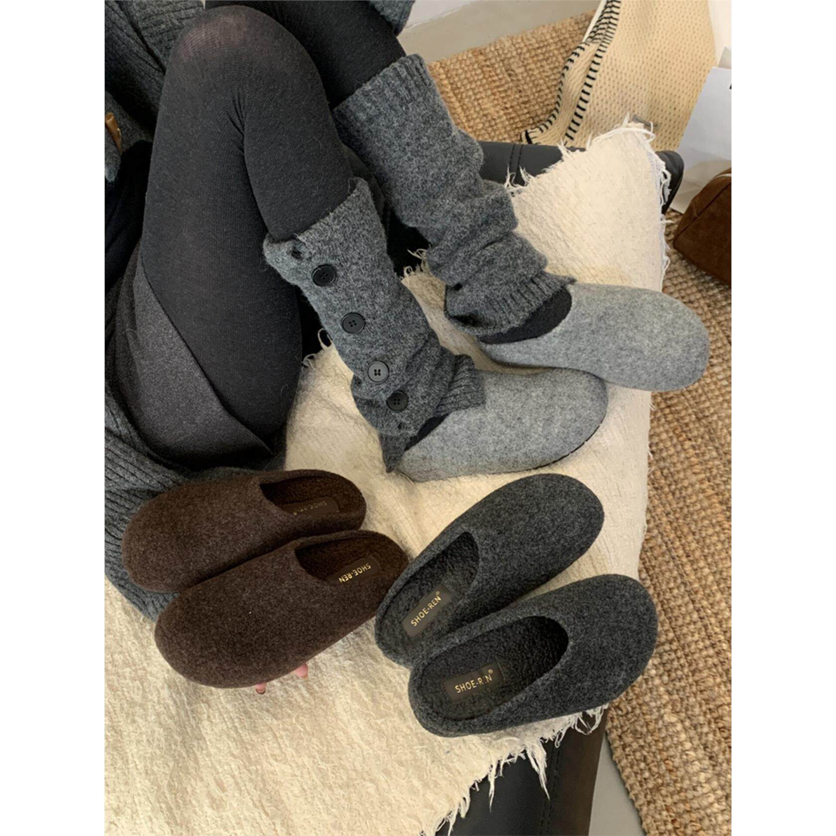 SHOE-REN内增高毛毛鞋外