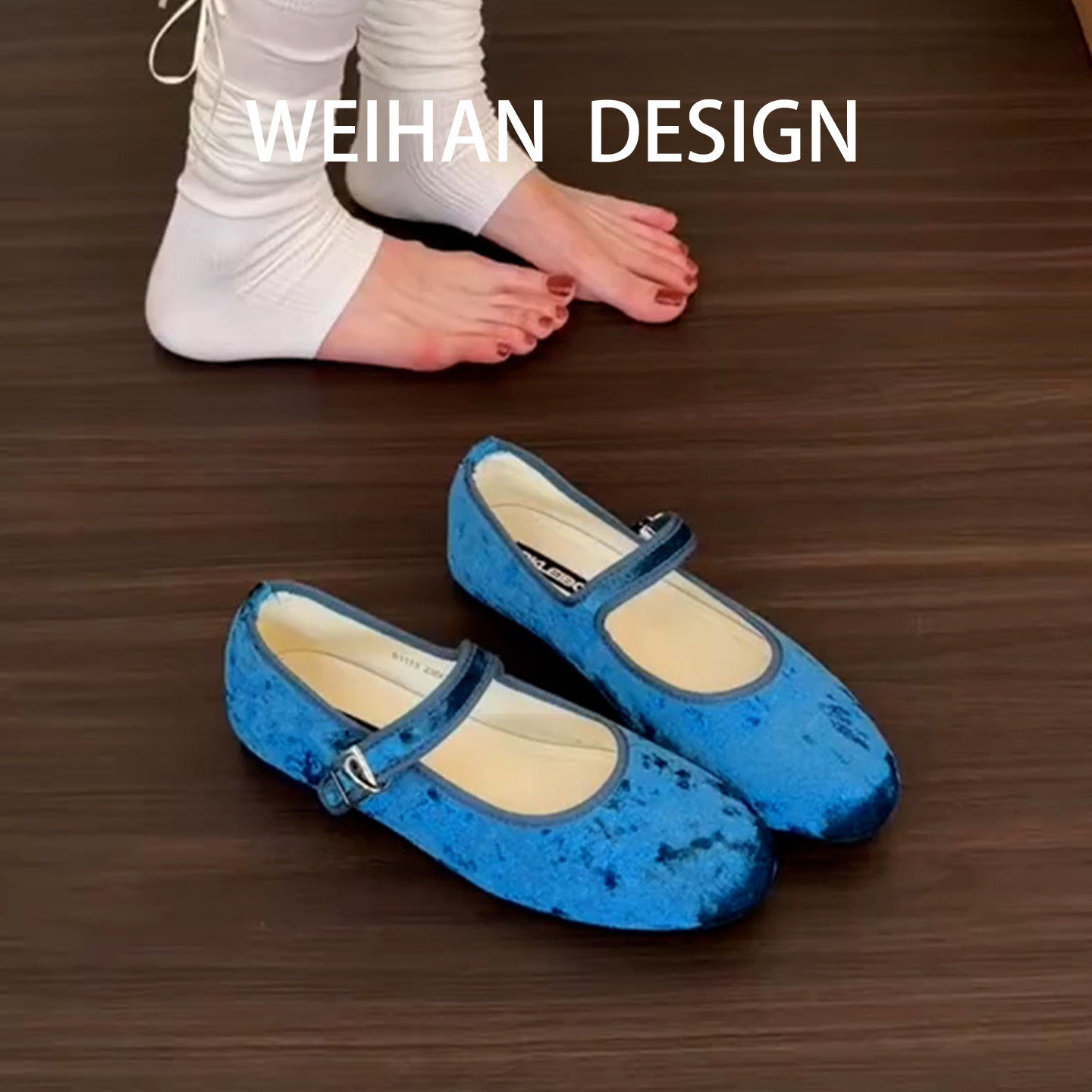 羊皮版！平底一字带丝绒玛丽珍鞋女春季圆头芭蕾风配裙子浅口单鞋