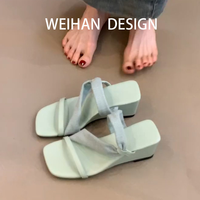 羊皮版!法式一字带厚底