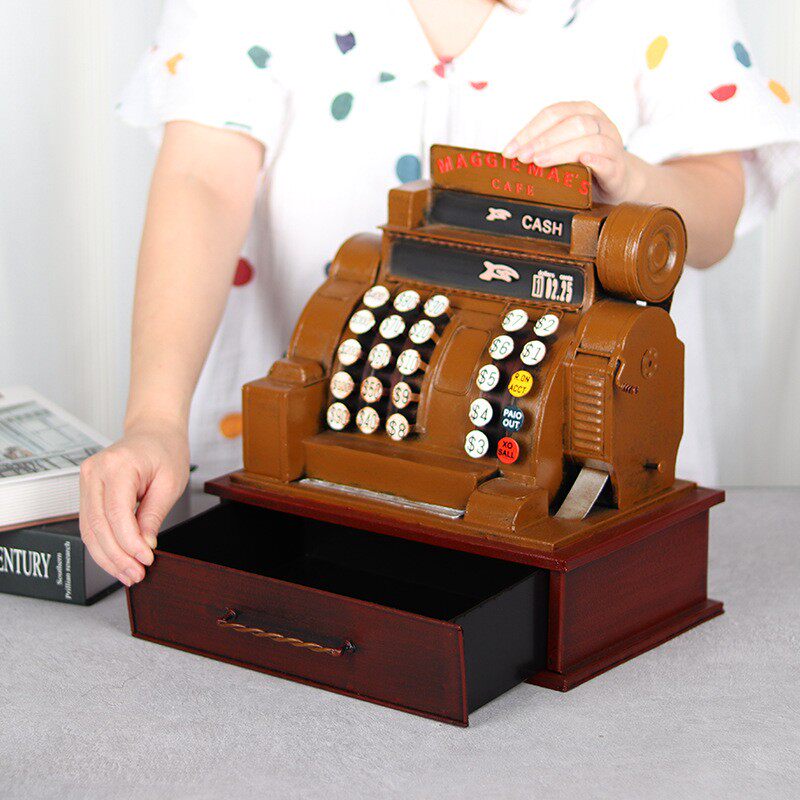 复古收银机模型摆件7080年怀旧老物件摄影道具酒吧咖啡厅装饰摆件